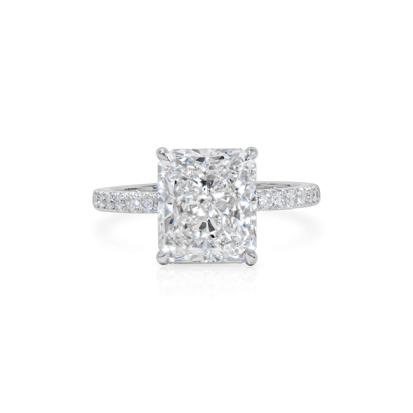 Natural 5.16 Ct. Radiant-Cut Diamond Solitaire Ring, 18K White Gold