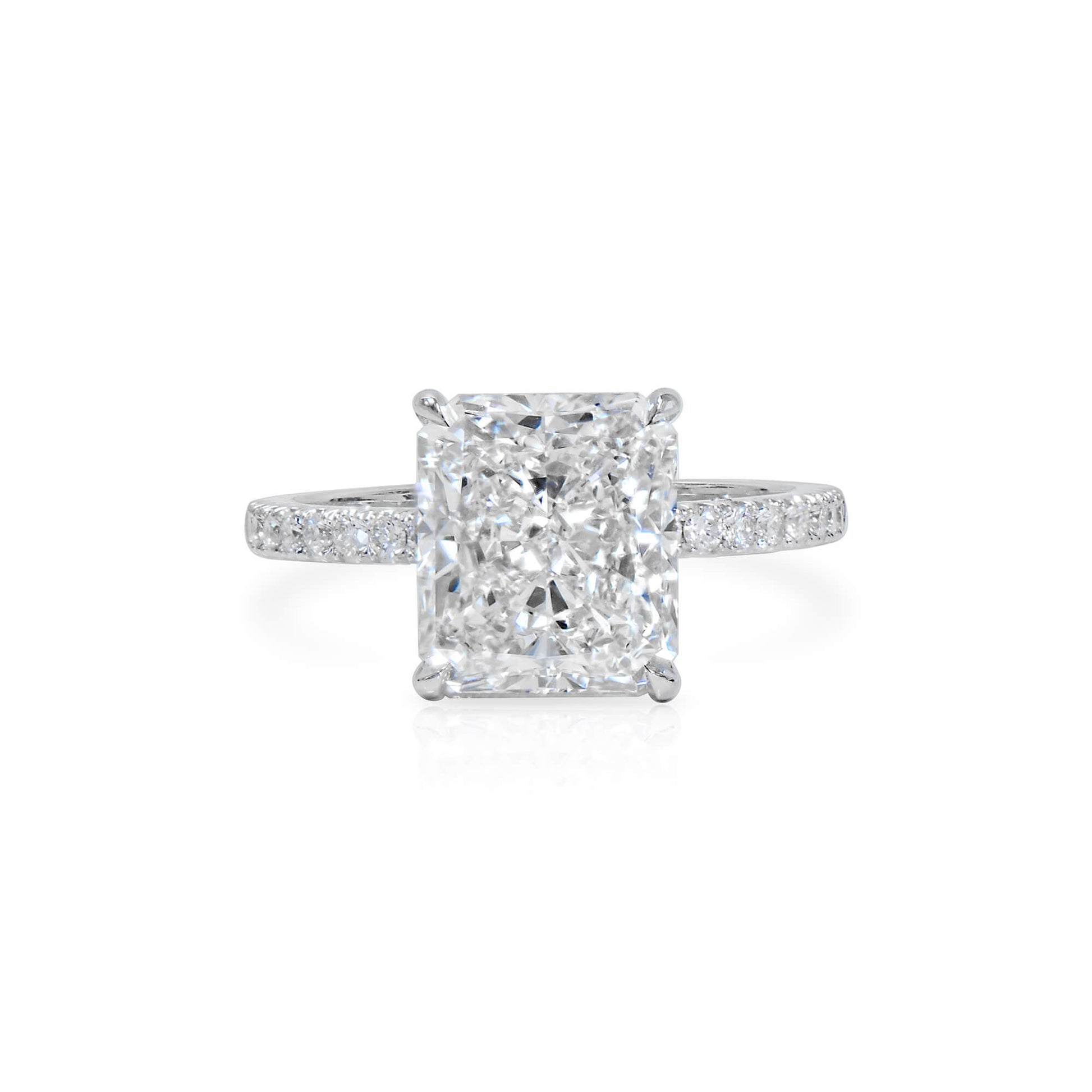 Natural 5.16 Ct. Radiant-Cut Diamond Solitaire Ring, 18K White Gold