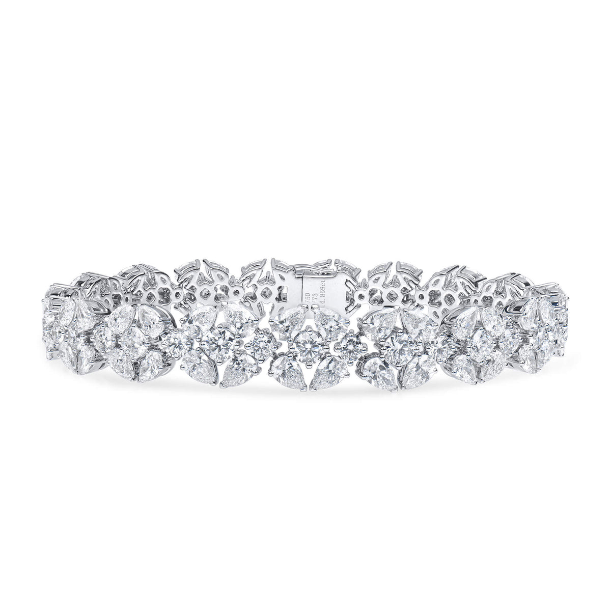 Natural Diamond Bracelet, 18K White Gold, 14.87 Ct. TW