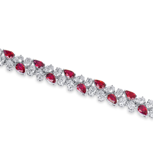 Natural Vivid Red Ruby Bracelet, 19.57 Ct. TW