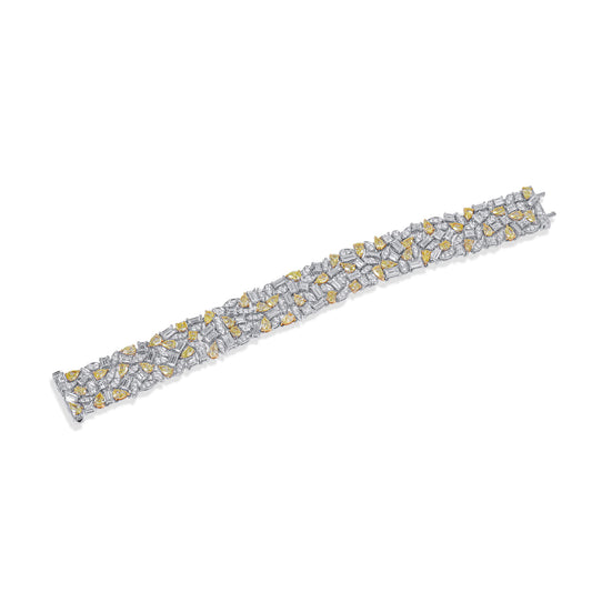 Fancy Yellow Diamond Bracelet, 18.64 Ct. TW, Mix shape