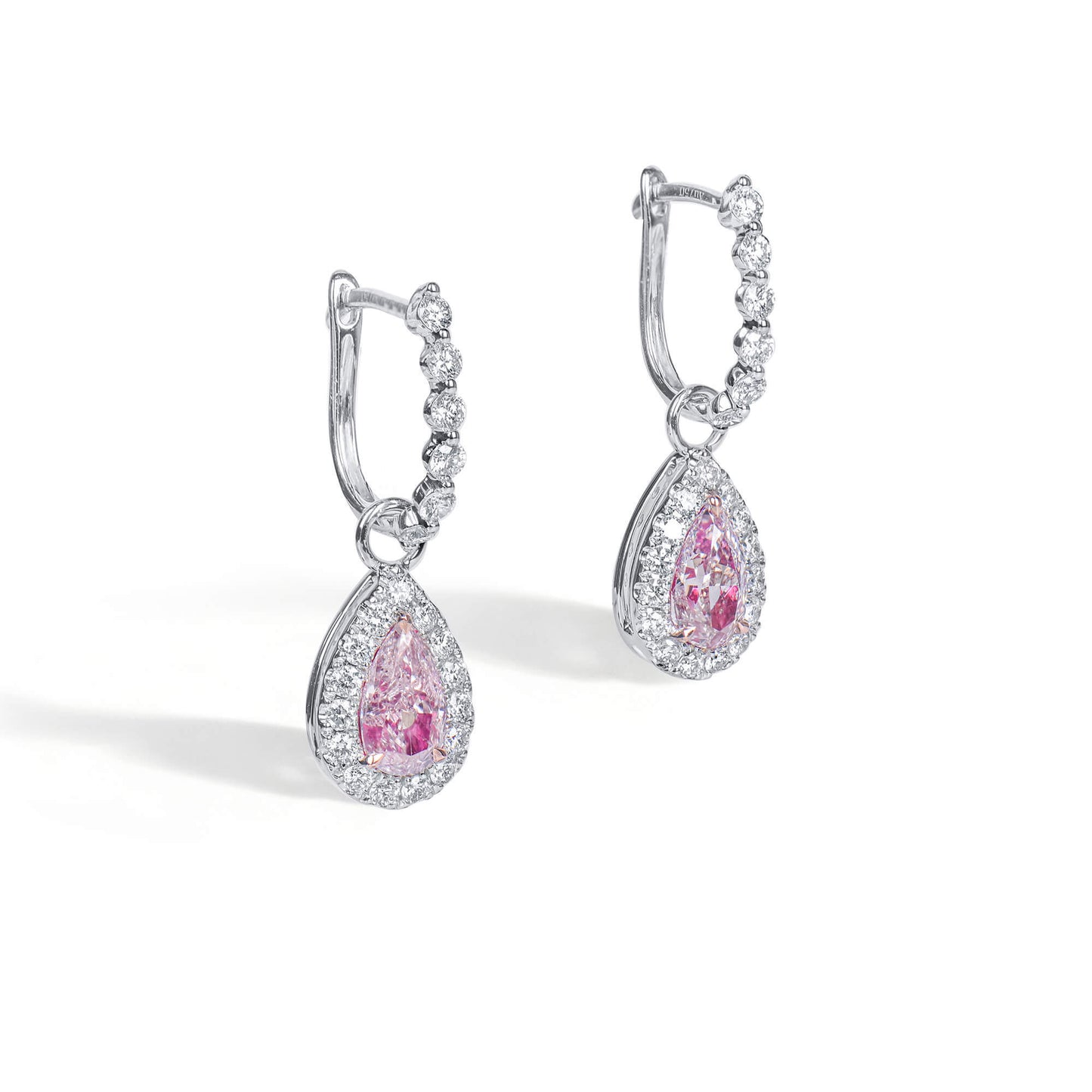 Light Pink Diamond Earrings, 1.60 Ct. TW, Pear shape, GIA Certified