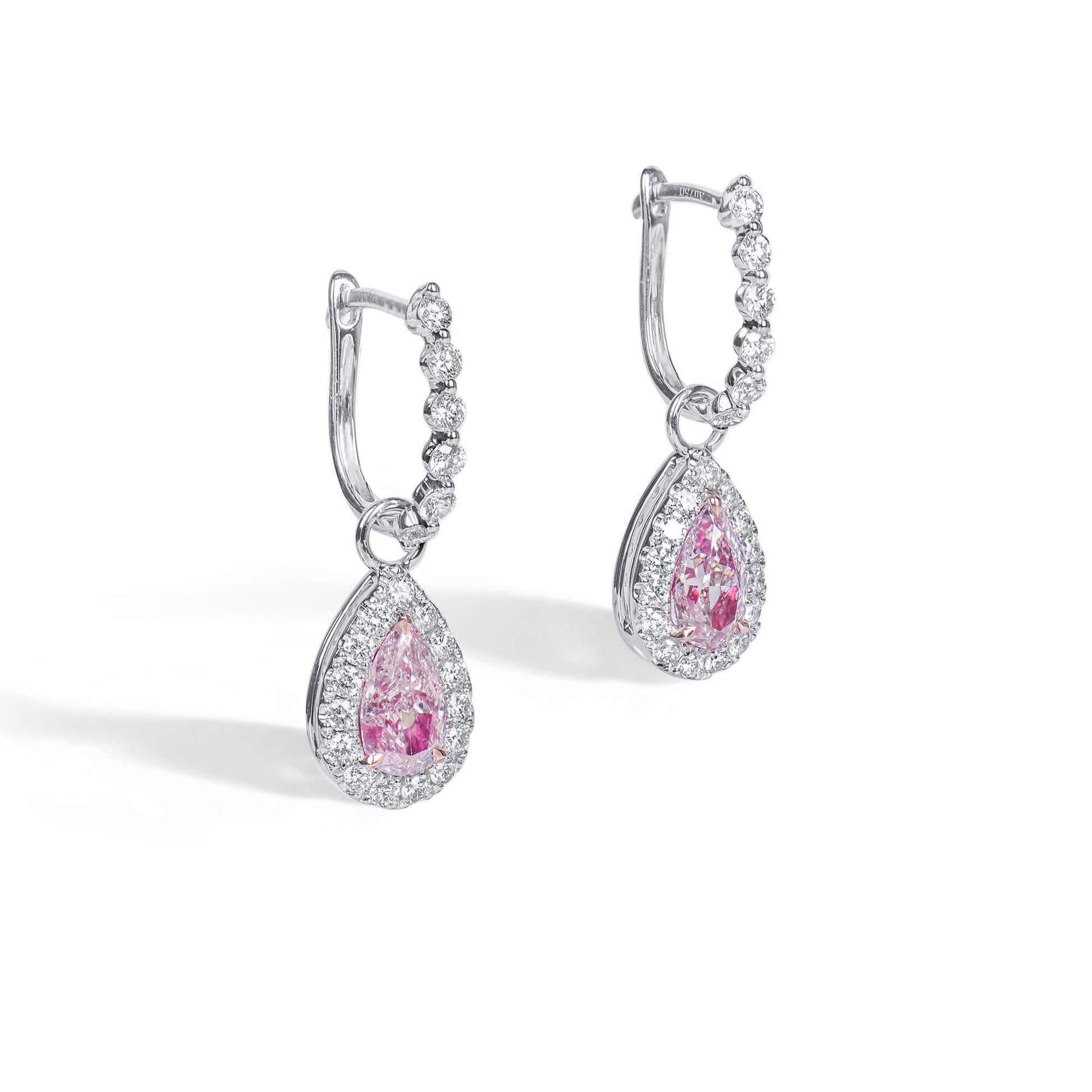 Light Pink Diamond Earrings, 1.60 Ct. TW, Pear shape, GIA Certified