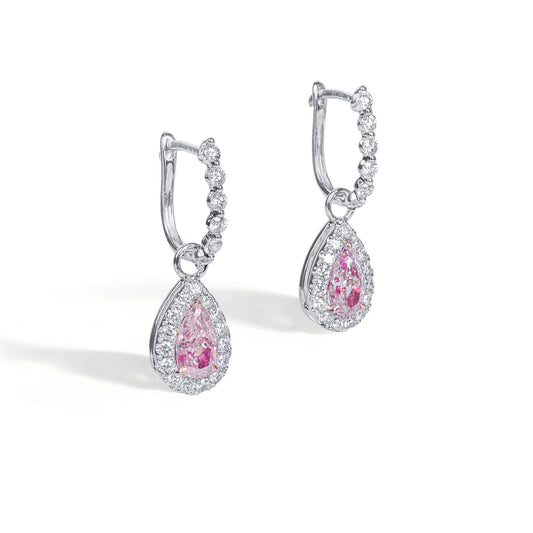 Light Pink Diamond Earrings, 1.60 Ct. TW, Pear shape, GIA Certified