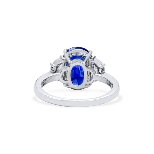 Natural Vivid Blue Sri-lanka Sapphire Ring, 5.11 Ct. TW, Oval shape, GRS Certified