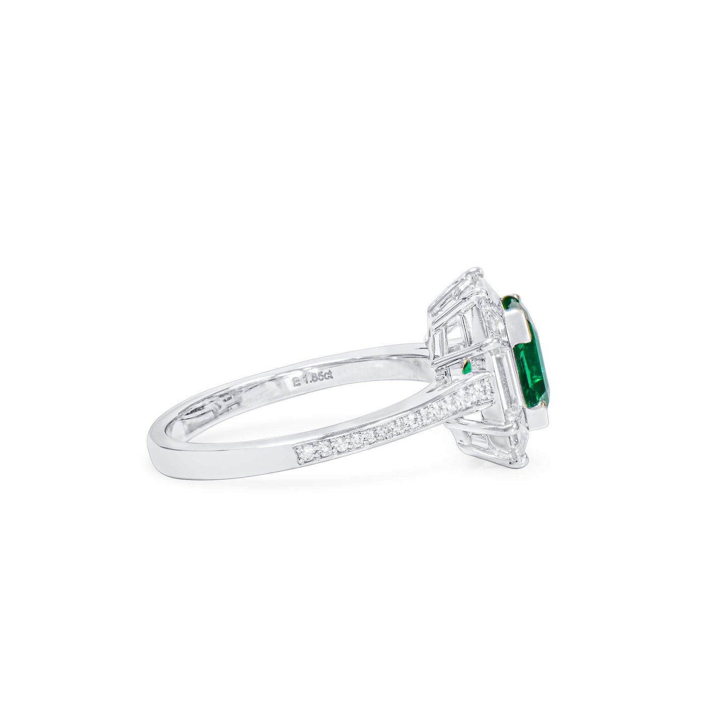 Natural Green Colombian Emerald & Diamond Halo Ring, 18K White Gold, Asscher Shape, 2.92 Ct. TW
