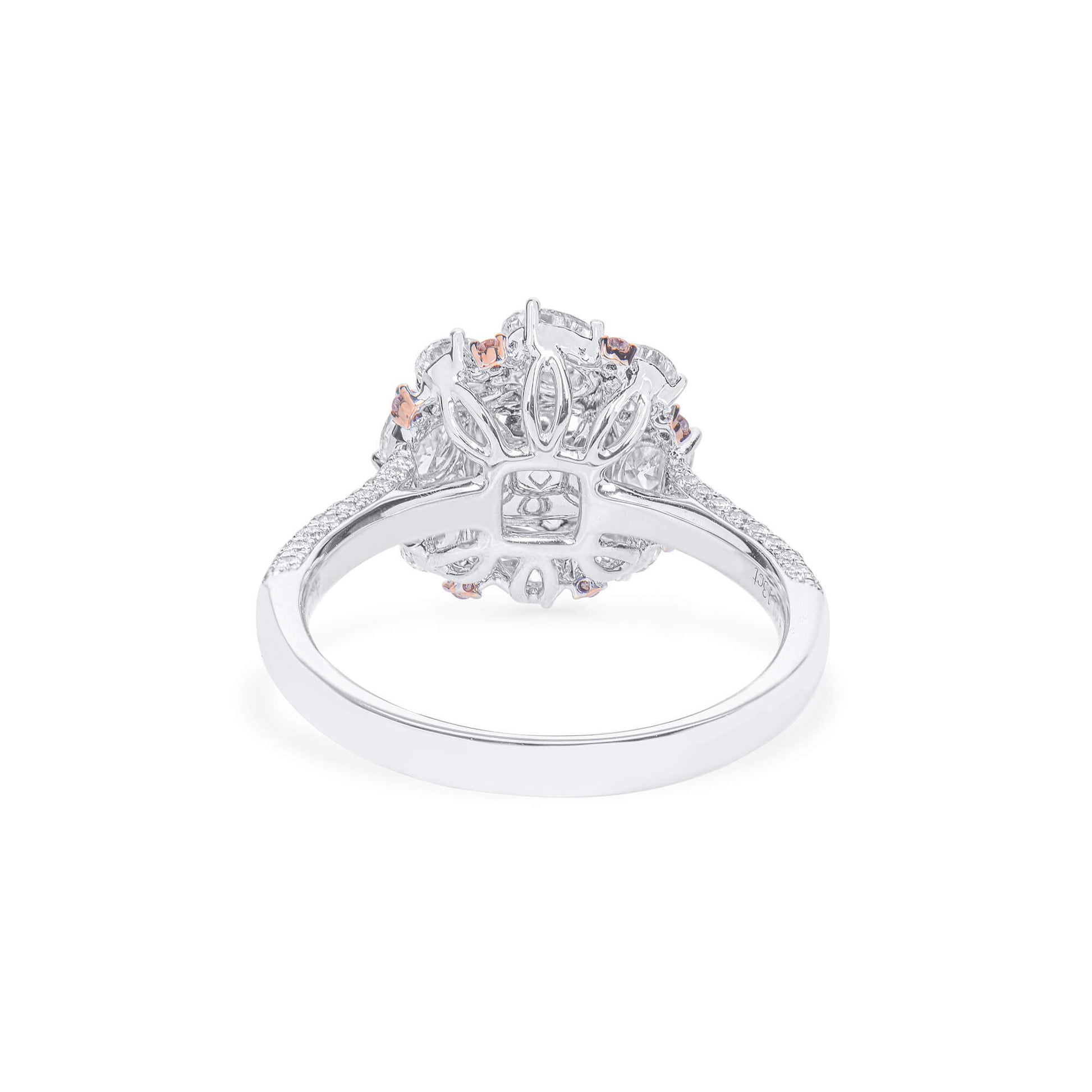Natural Fancy Brownish Pink Diamond Halo Ring, 18K White Gold, Cushion Shape, 2.21 Ct. TW