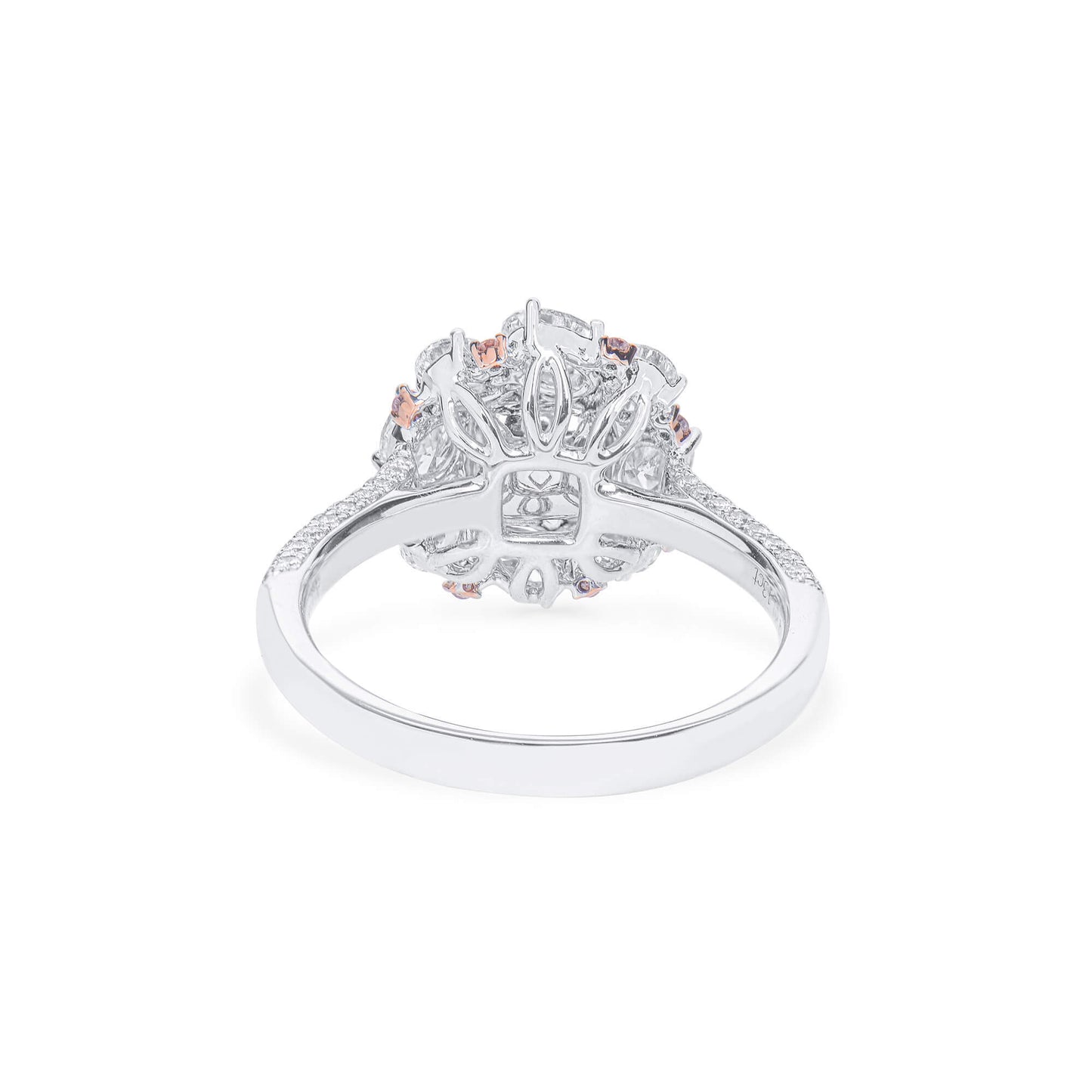 Natural Fancy Brownish Pink Diamond Halo Ring, 18K White Gold, Cushion Shape, 2.21 Ct. TW