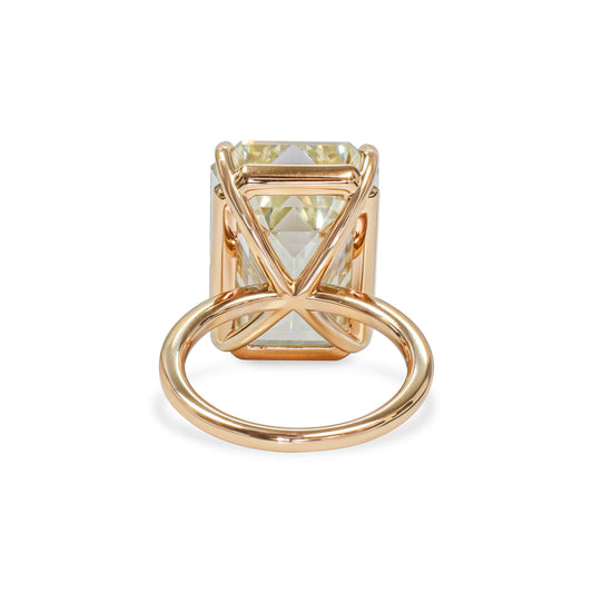 Natural Diamond Cocktail Solitaire Ring, 18K Rose Gold, Emerald Shape, 24.48 Ct. TW