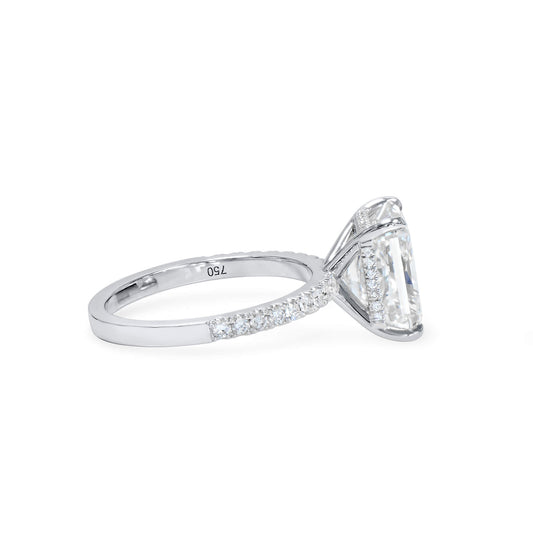 Natural Diamond Solitaire Ring, 18K White Gold, Radiant Shape, 5.50 Ct. TW
