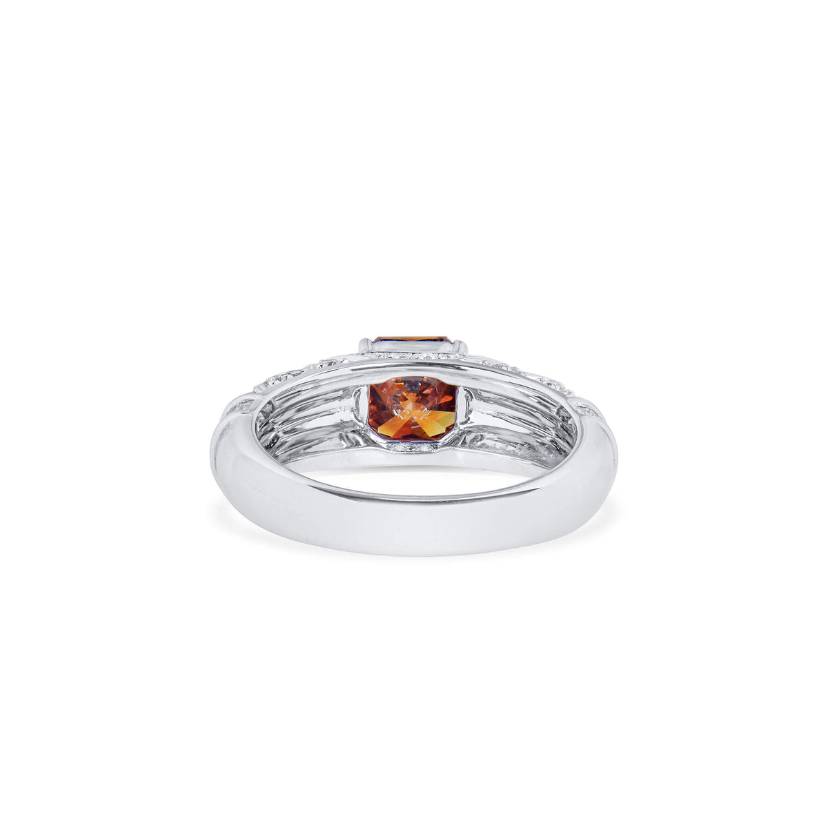 Natural Fancy Deep Yellowish Orange Diamond Ring, 18K White Gold, Radiant Shape, 1.75 Ct. TW
