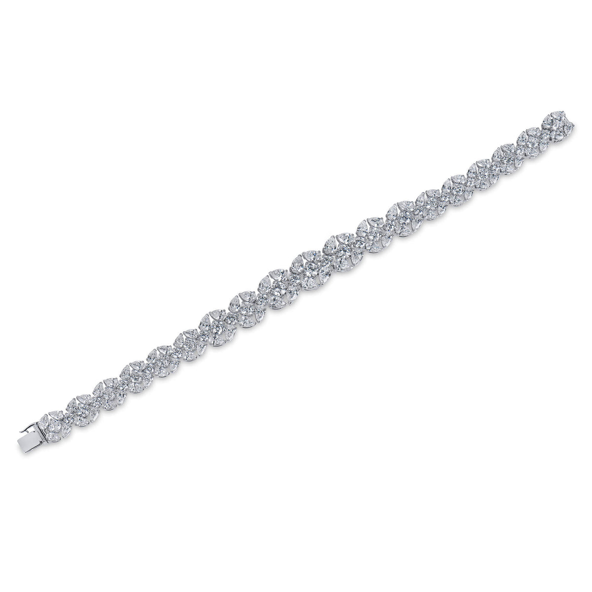 Natural Diamond Bracelet, 18K White Gold, 14.87 Ct. TW