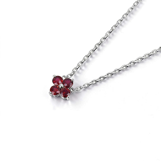 Natural 0.57 Ct. TW Ruby Clover Pendant, 14K White Gold