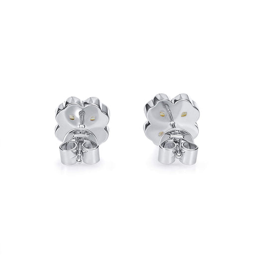 Natural 1.37 Ct. TW Fancy Intense Yellow Heart-Shaped Diamond Clover Stud Earrings, 14K White Gold