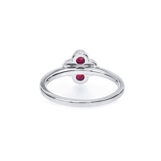 Natural 0.41 Ct. TW Ruby Clover Ring, 14K White Gold