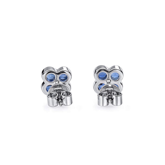 Natural 0.67 Ct. TW Sapphire Clover Stud Earrings, 14K White Gold