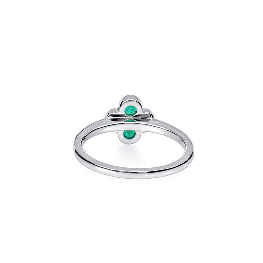 Natural 0.36 Ct. TW Emerald Clover Ring, 14K White Gold