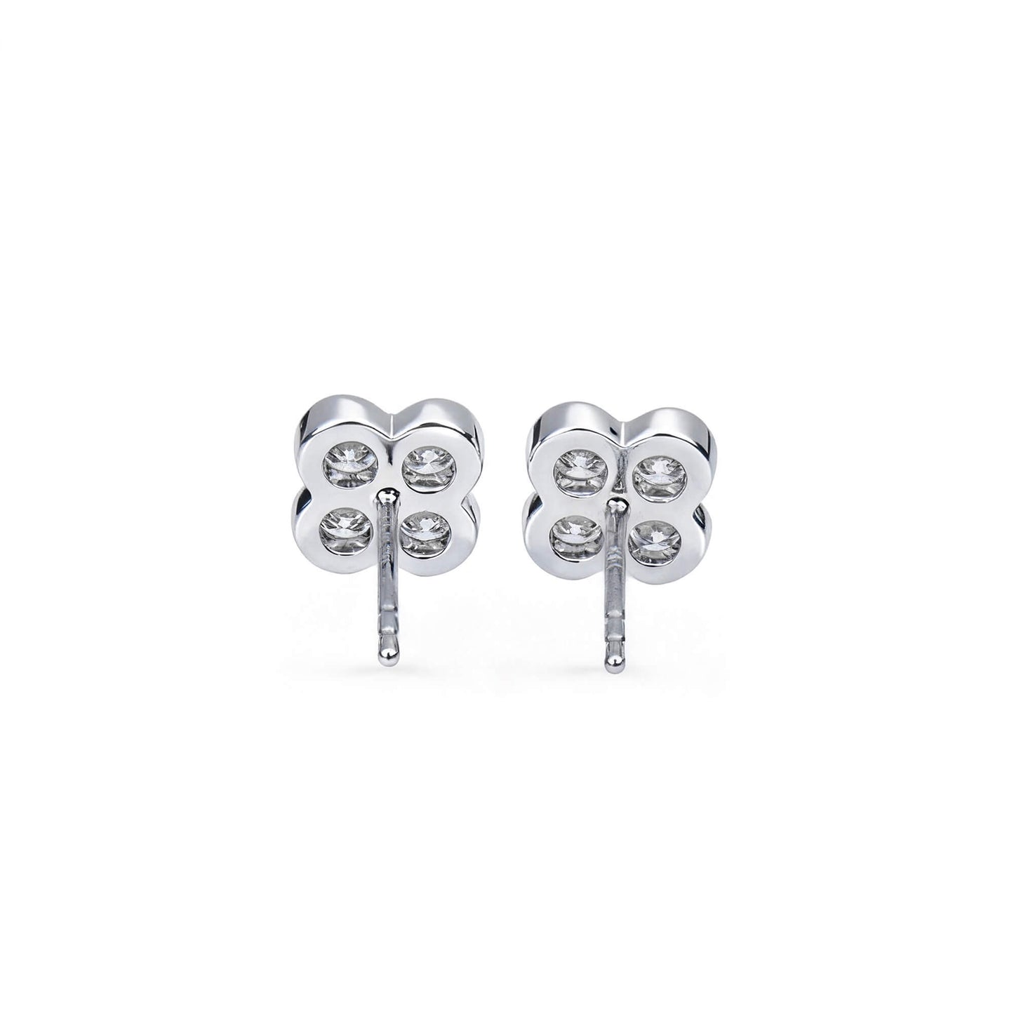 Natural 0.65 Ct. TW Diamond Clover Stud Earrings, 14K White Gold