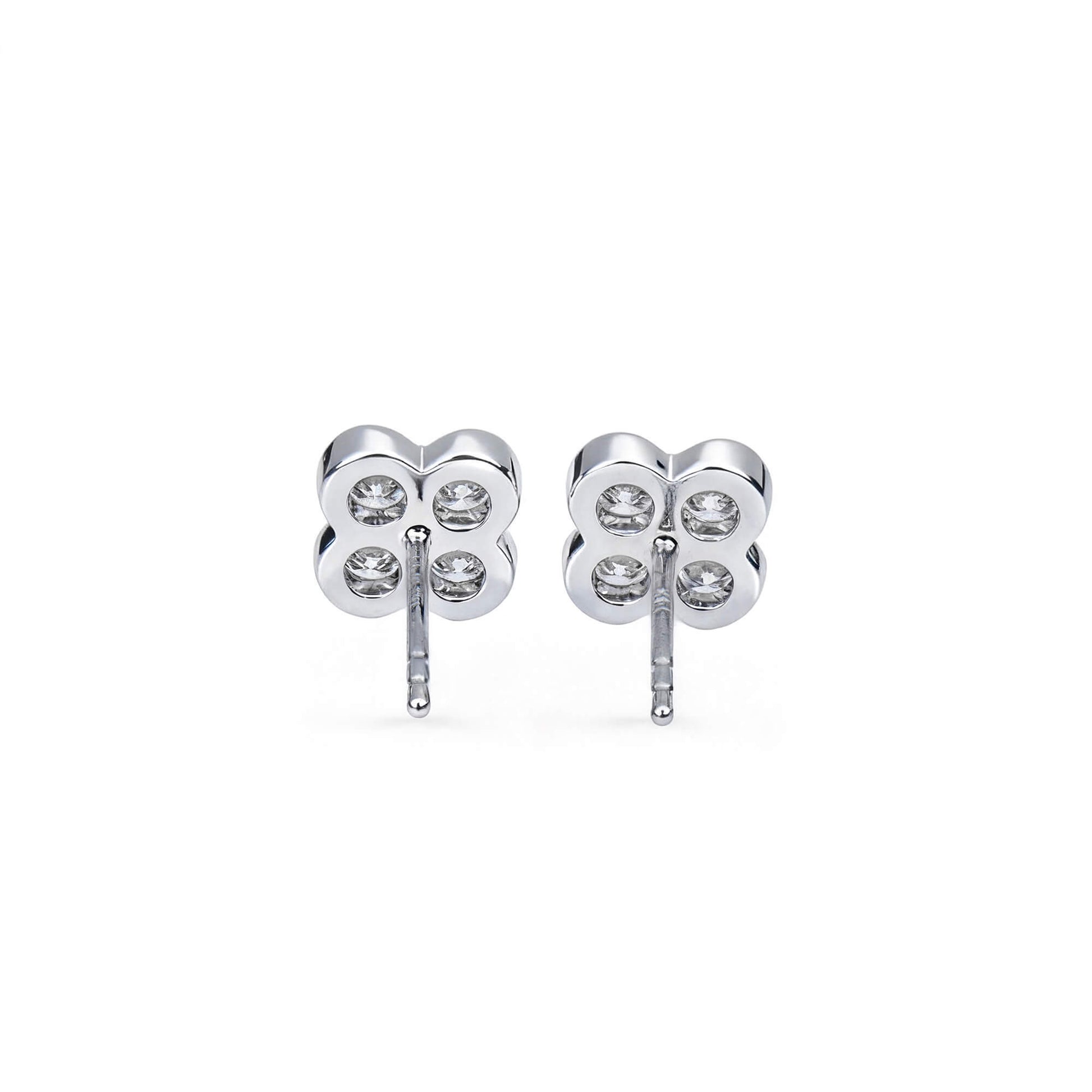Natural 0.65 Ct. TW Diamond Clover Stud Earrings, 14K White Gold