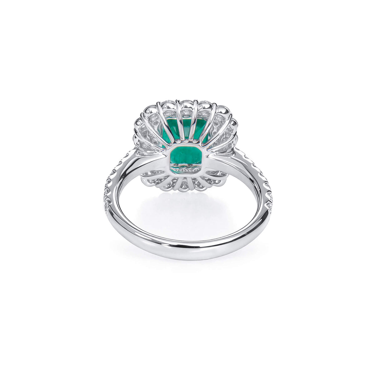 Natural 2.96 Ct. TW Octagonal-Cut Colombian Emerald & Diamond Ring, 18K White Gold