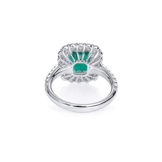 Natural 2.96 Ct. TW Octagonal-Cut Colombian Emerald & Diamond Ring, 18K White Gold