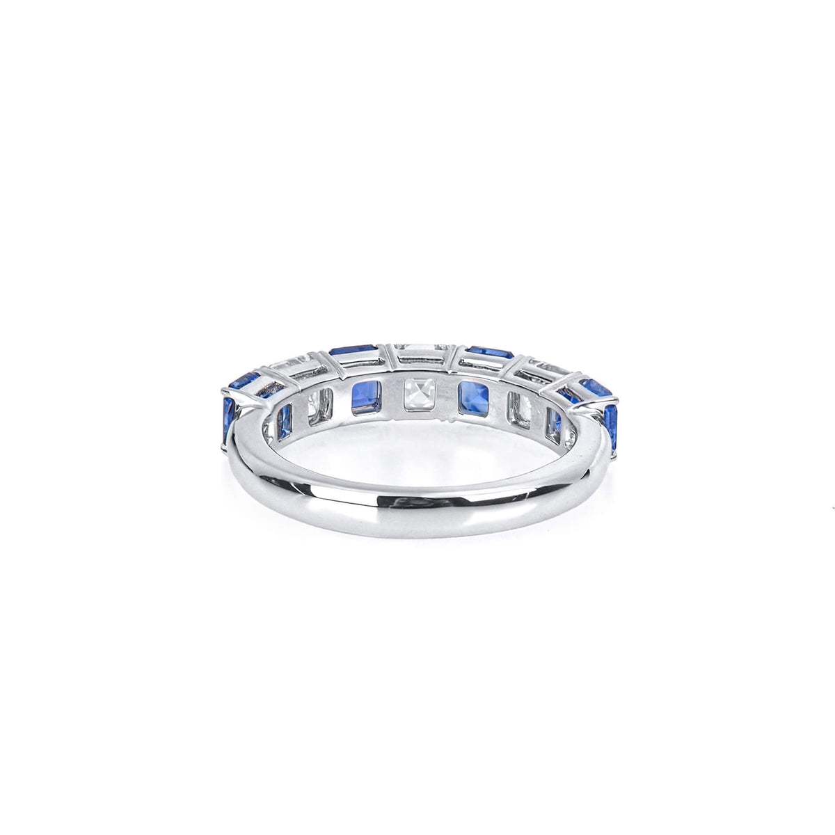 Natural 3.59 Ct. TW Asscher-Cut Sapphire & Diamond Ring, 18K White Gold