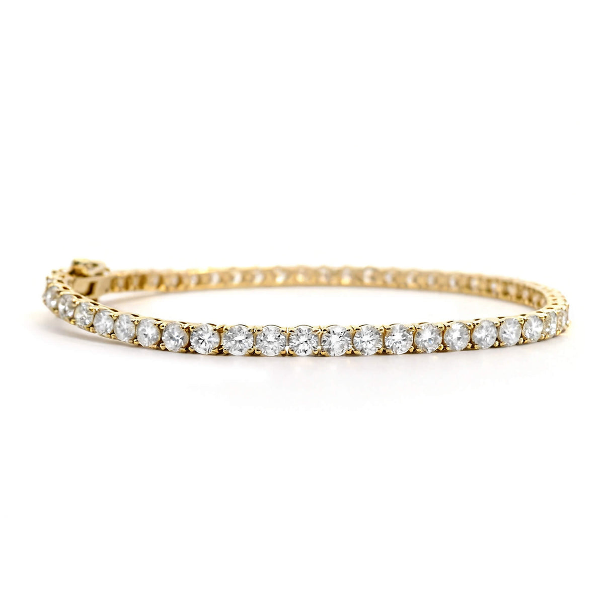 Natural 5.71 Ct. TW Round-Cut Diamond Tennis Bracelet, 14K Yellow Gold