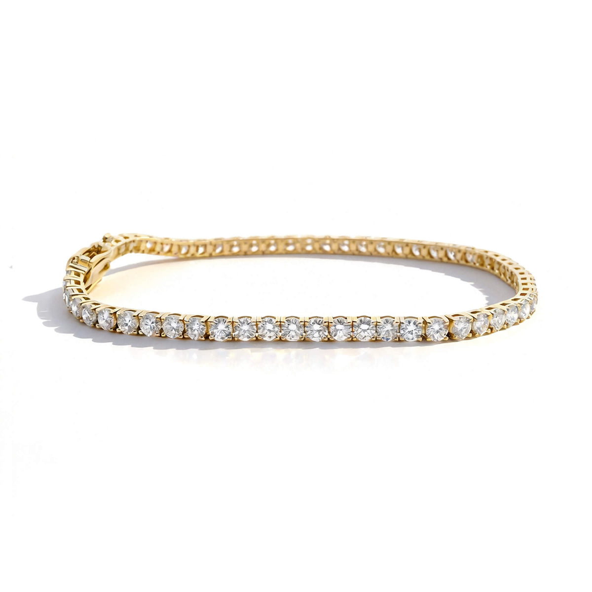 Natural 4.91 Ct. TW Round-Cut Diamond Tennis Bracelet, 14K Yellow Gold