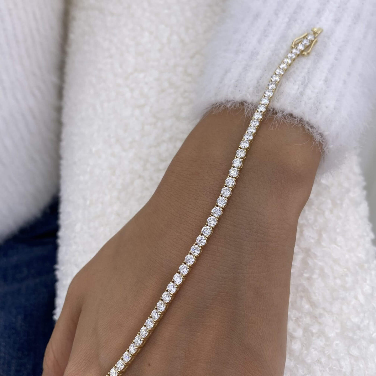 Natural 5.92 Ct. TW Diamond Tennis Bracelet, 14K Yellow Gold