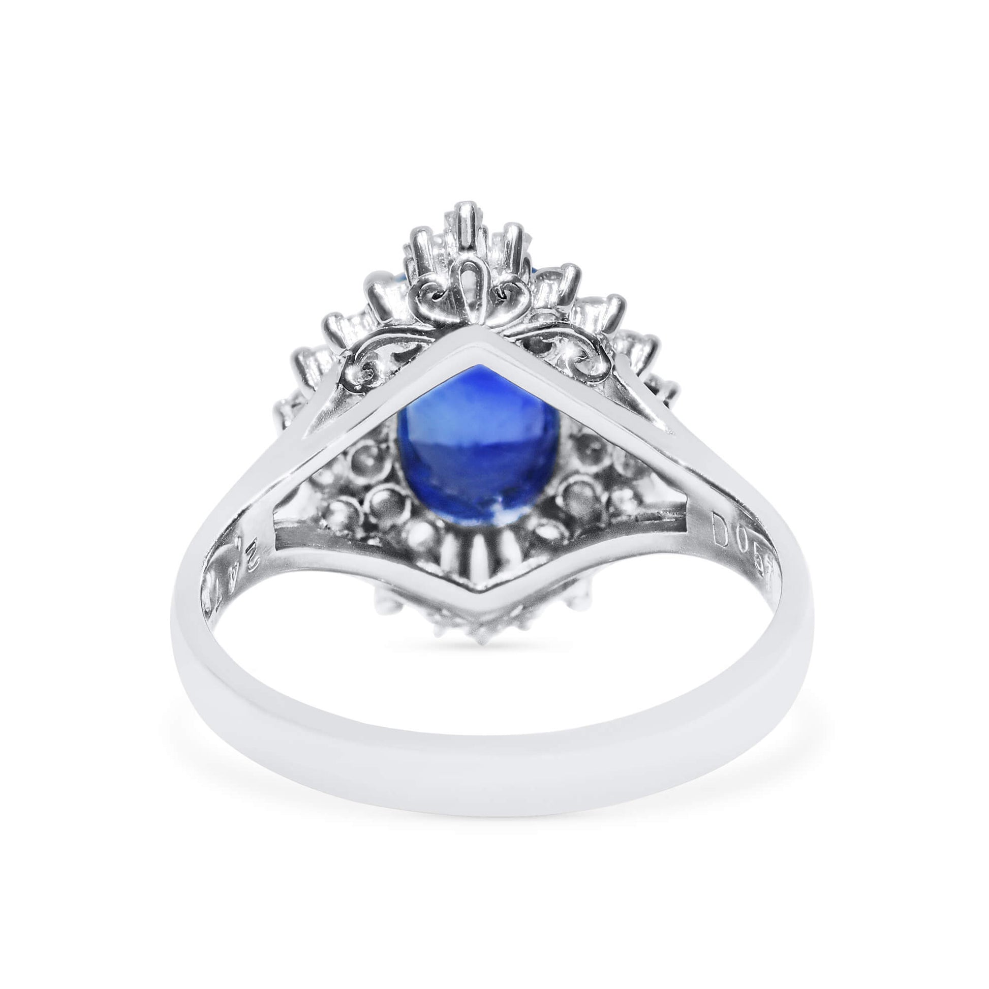 Natural 2.47 Ct. Oval-Cut Blue Sapphire & Diamond Halo Ring, 900 Platinum