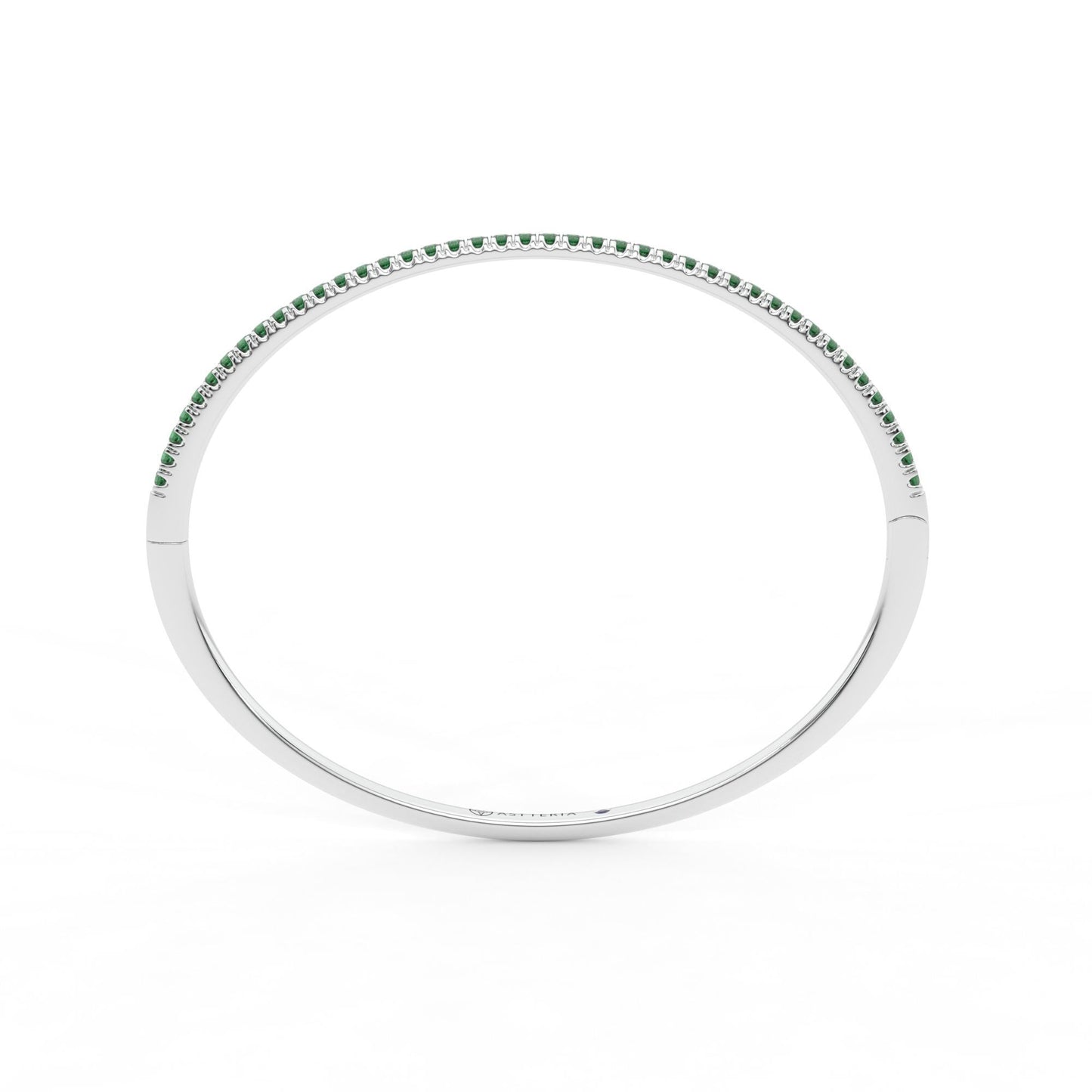 Centuria™ Bangle with Half Pavé emerald, 14K white gold, 18K white gold