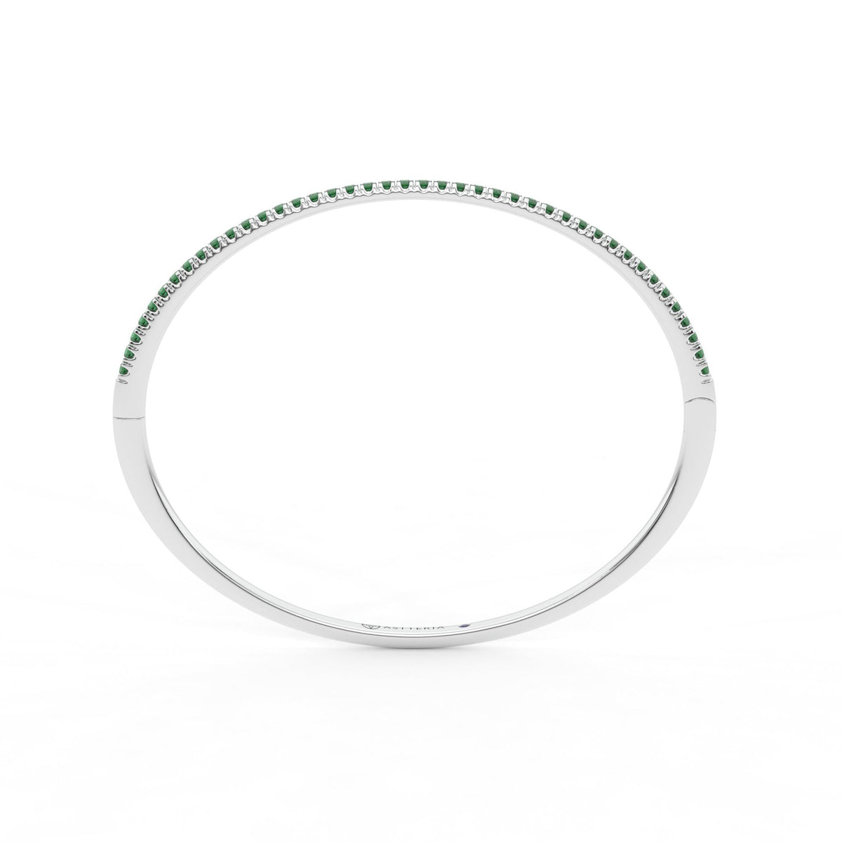 Centuria™ Bangle with Half Pavé emerald, 14K white gold, 18K white gold