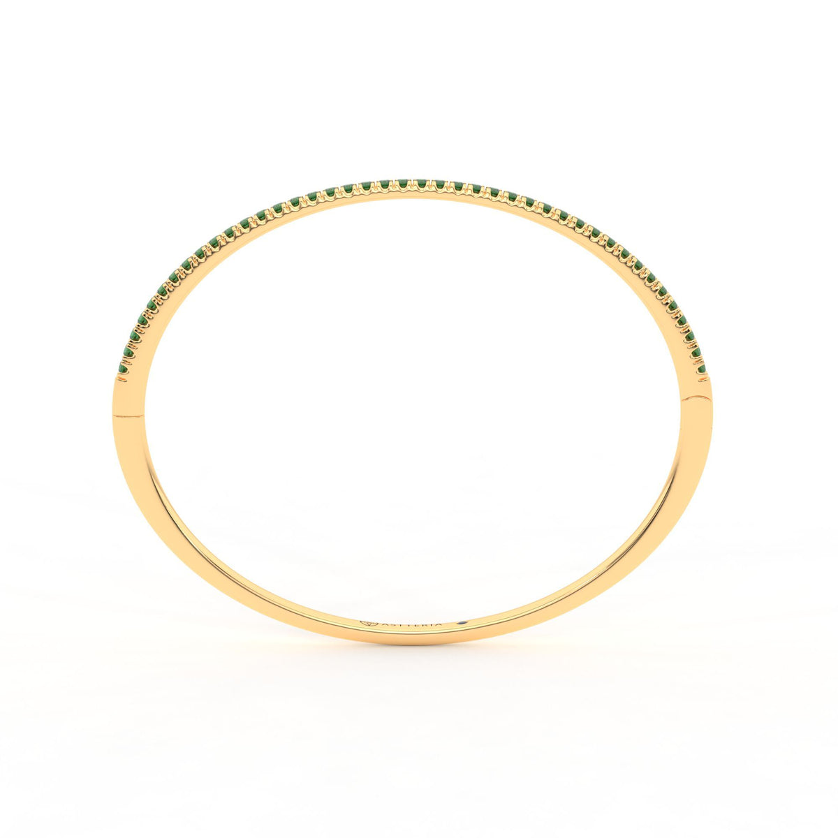 Centuria™ Bangle with Half Pavé emerald, 14K yellow gold, 18K yellow gold