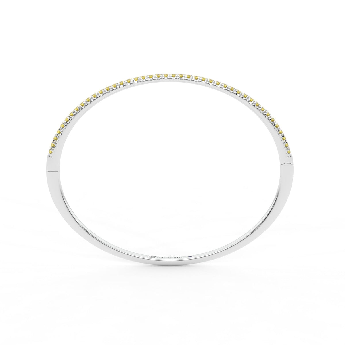 Centuria™ Bangle with Half Pavé yellow diamonds, 14K white gold, 18K white gold