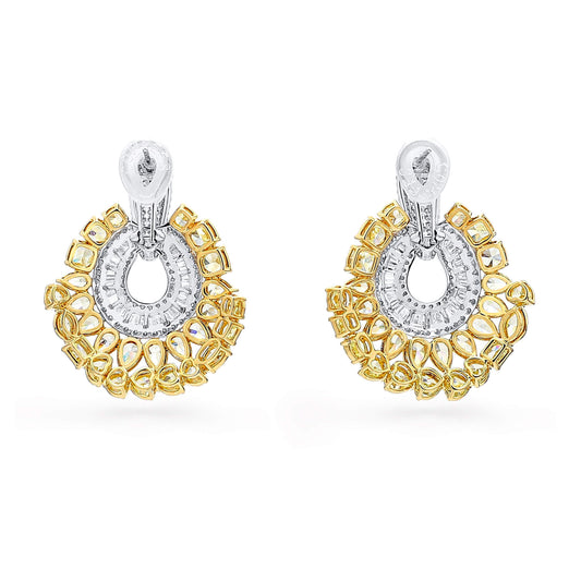 Fancy Yellow Diamond Earrings, 15.84 Ct. TW, MIX shape