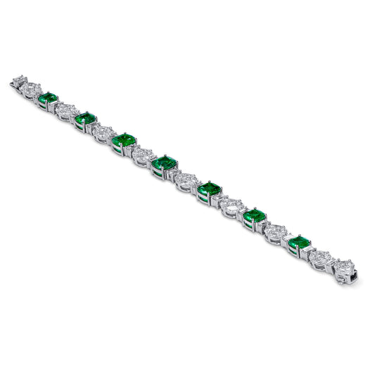 Natural Green Colombia Emerald Bracelet, 15.11 Ct. TW, Cushion shape, GRS Certified