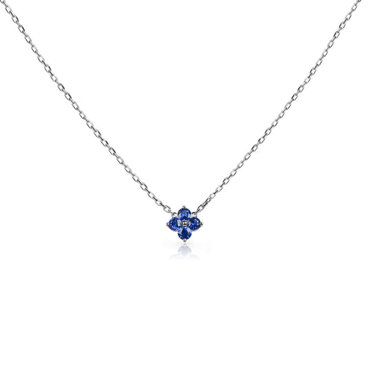 Natural 0.52 Ct. TW Sapphire Clover Pendant, 14K White Gold