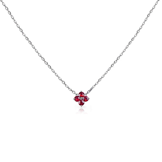 Natural 0.57 Ct. TW Ruby Clover Pendant, 14K White Gold