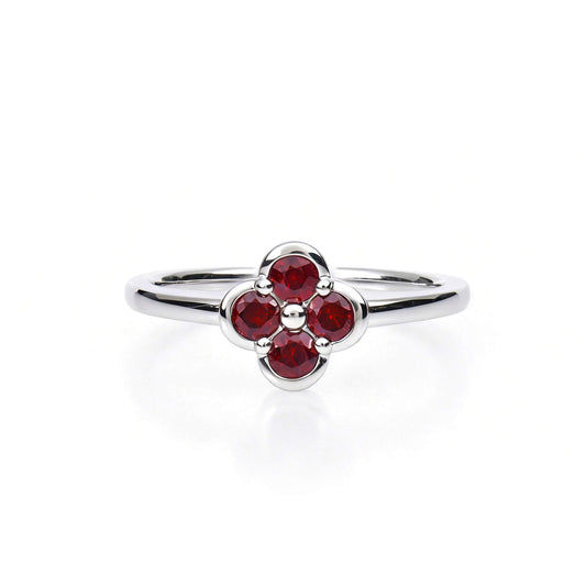 Natural 0.41 Ct. TW Ruby Clover Ring, 14K White Gold