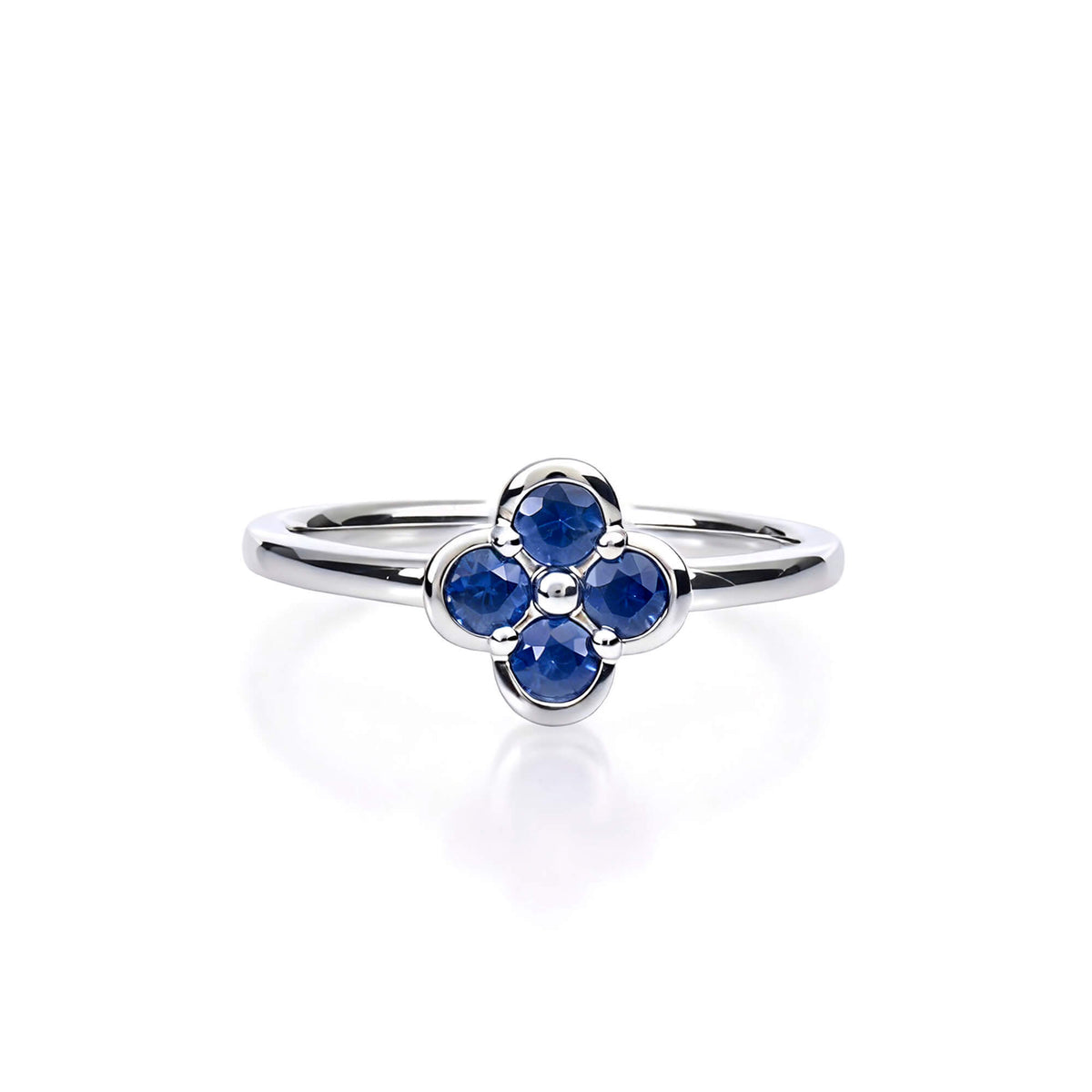 Natural 0.42 Ct. TW Sapphire Clover Ring in White Gold , 14K White Gold, 18K White Gold