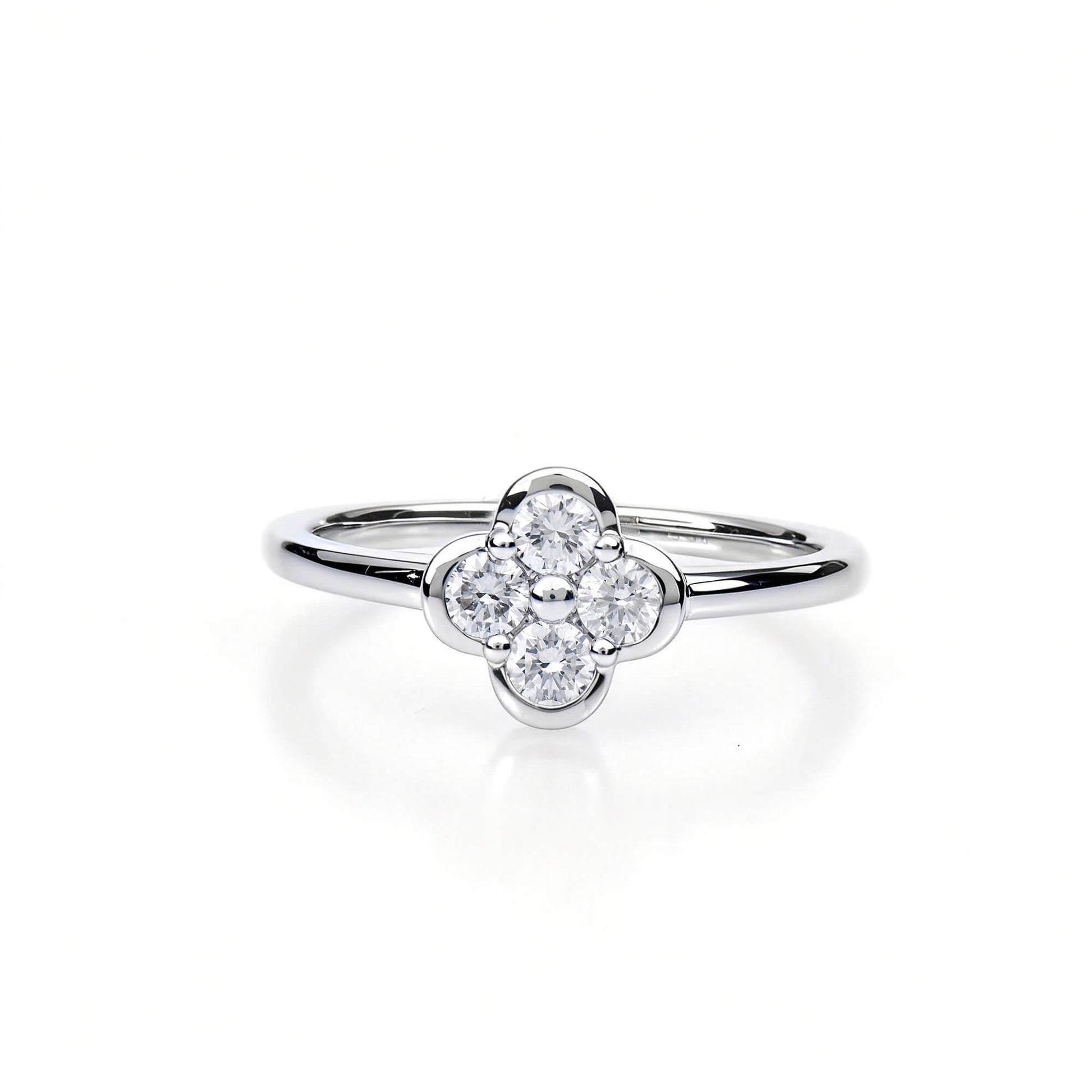 Natural 0.33 Ct. TW Diamond Clover Ring, 14K White Gold
