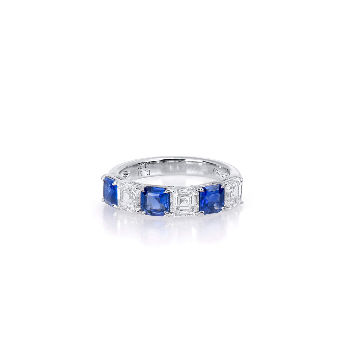 Natural 2.82 Ct. TW Asscher-Cut Sapphire & Diamond Ring, 18K White Gold