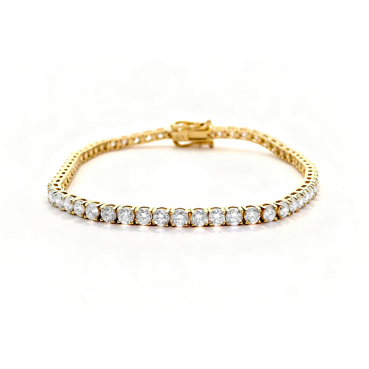 Natural 5.50 Ct. TW Round-Cut Diamond Bracelet, 14K Yellow Gold