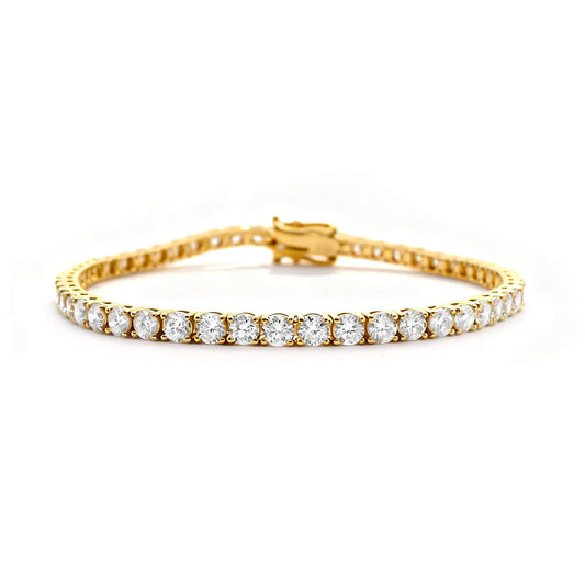 Natural 5.71 Ct. TW Round-Cut Diamond Tennis Bracelet, 14K Yellow Gold