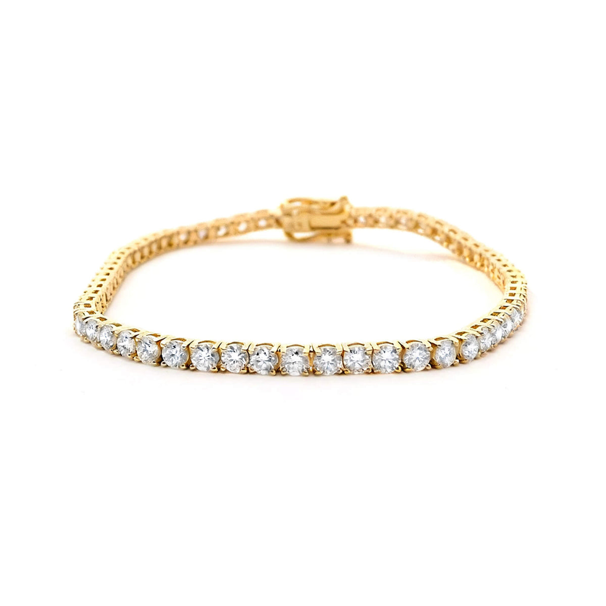 Natural 4.91 Ct. TW Round-Cut Diamond Tennis Bracelet, 14K Yellow Gold