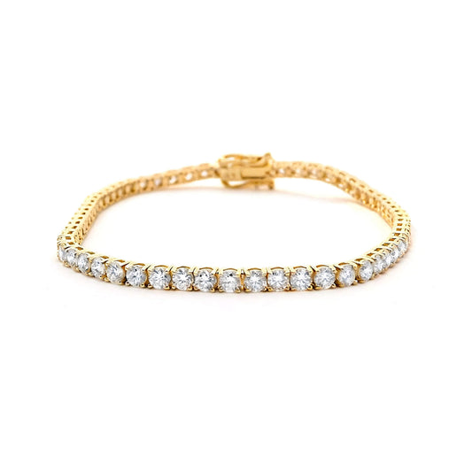 Natural 4.91 Ct. TW Round-Cut Diamond Tennis Bracelet, 14K Yellow Gold