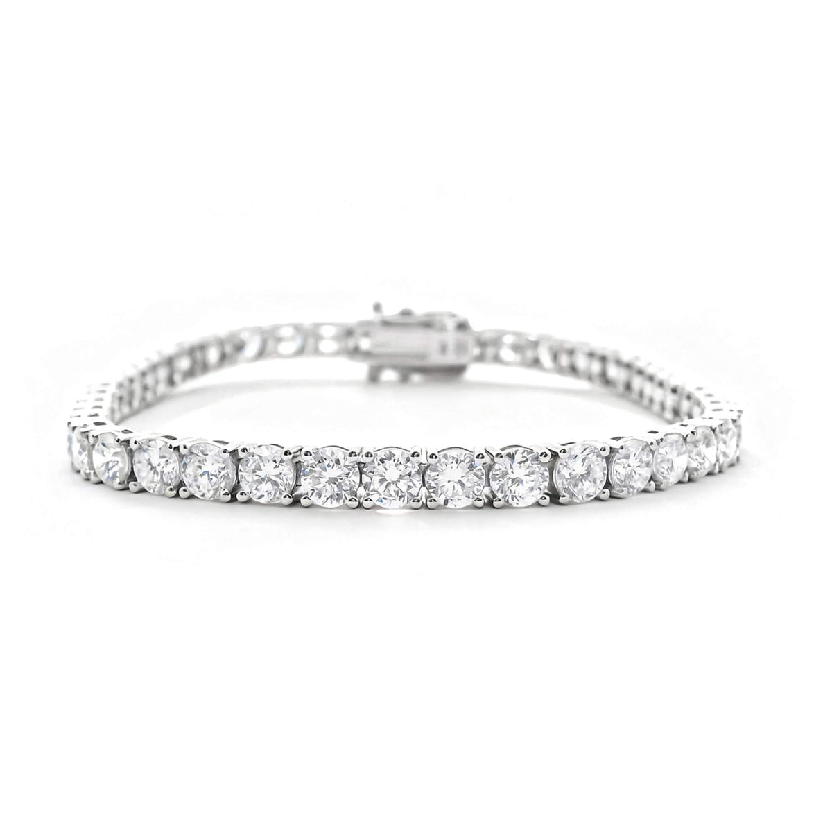 Natural 5.35 Ct. TW Diamond Tennis Bracelet, 14K White Gold