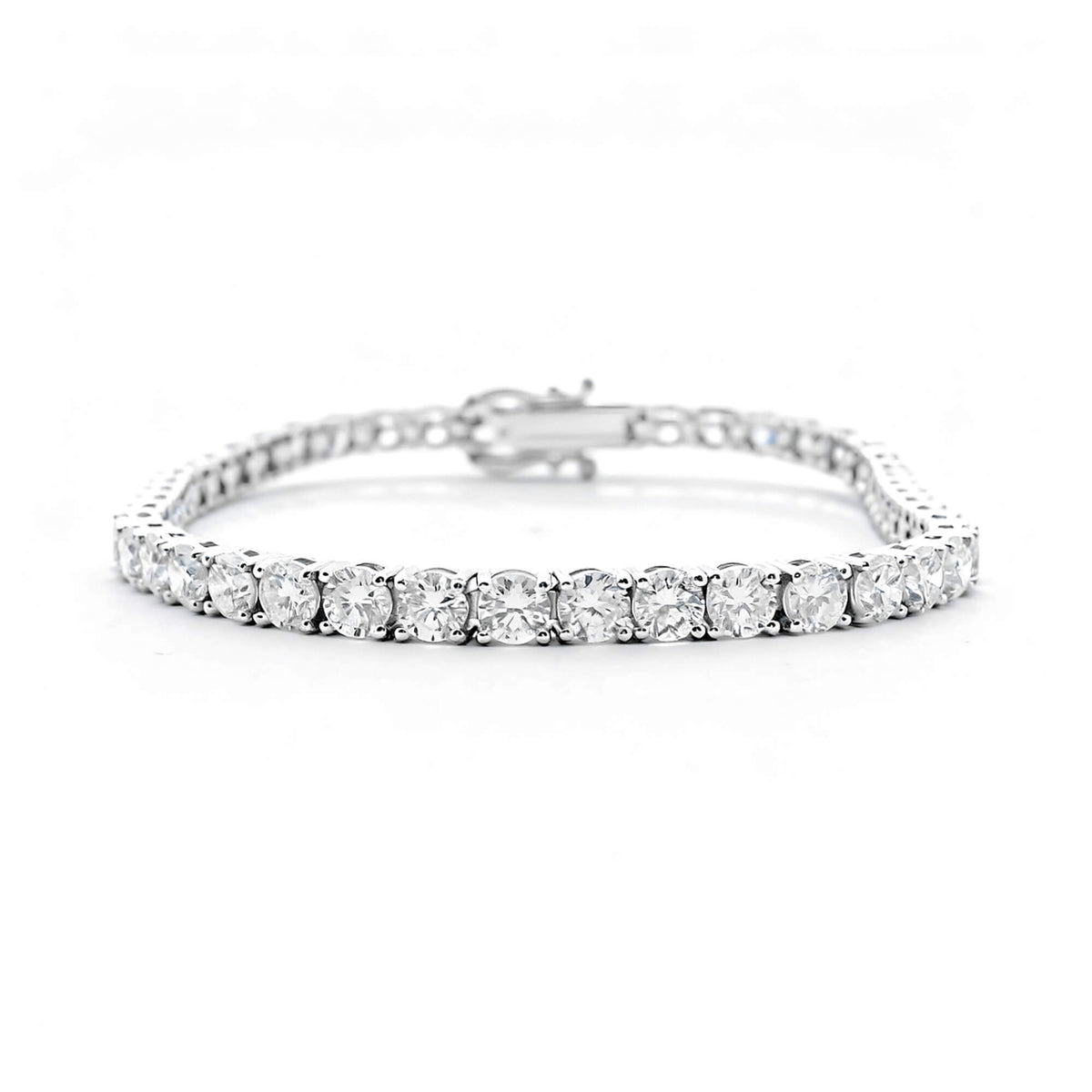 Natural 7.56 Ct. TW Diamond Tennis Bracelet, 14K White Gold