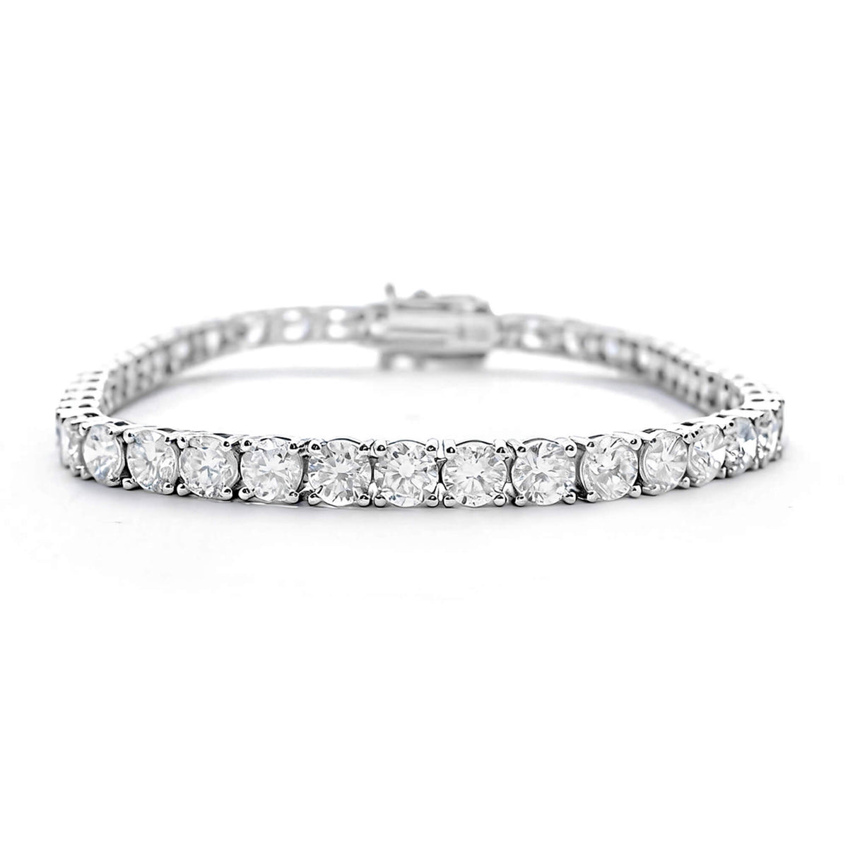 Natural 10.18 Ct. TW Diamond Tennis Bracelet, 14K White Gold