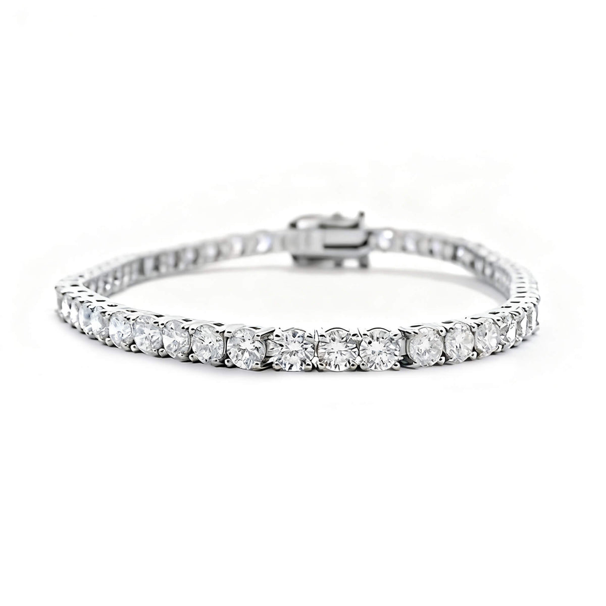 Natural 7.10 Ct. TW Diamond Tennis Bracelet, 14K White Gold